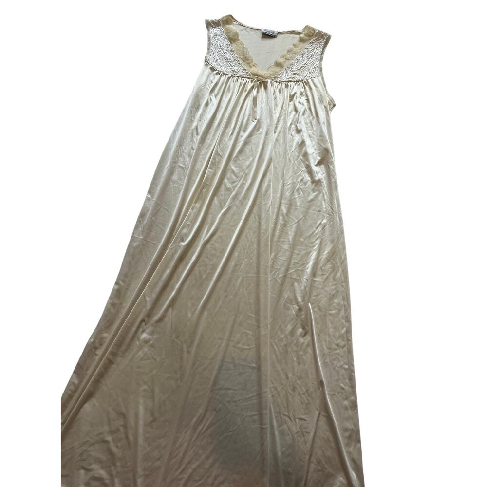 Vtg 70s 80s Vanity Fair Nightgown Style 30-757 Lace Maxi Slip Dress Ivory S USA